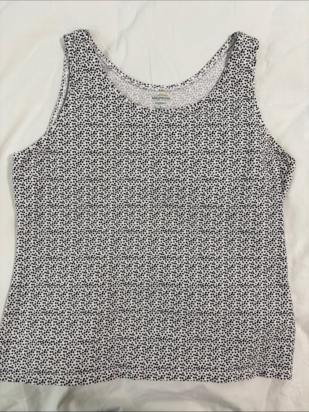Madison Black & White Speckle Tank Top - Scoop Neck